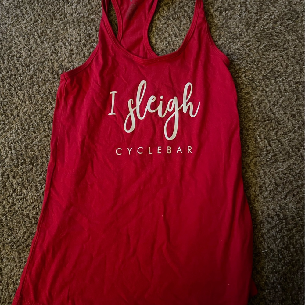 Cyclebar Holiday “I Sleigh” Muscle Tank Womens